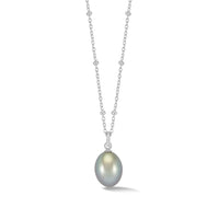 Timeless 10mm Dove Grey Oval Freshwater Pearl Pendant Necklace