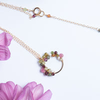 Dainty Tourmaline Peridot Garnet Pendant Necklace