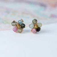 Dainty Tourmaline Flower Earrings