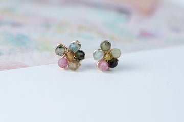 Dainty Tourmaline Flower Earrings