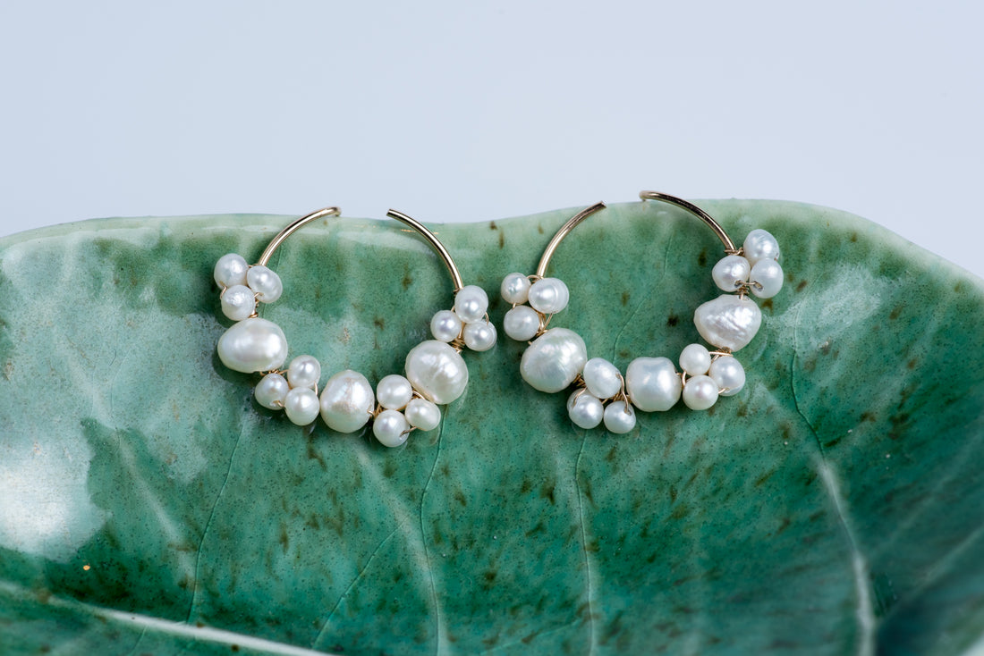Large Baroque Pearl Cluster Earrings