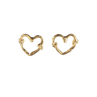Mini Heart Twig Stud Earrings