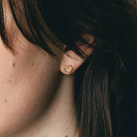 Mini Heart Twig Stud Earrings