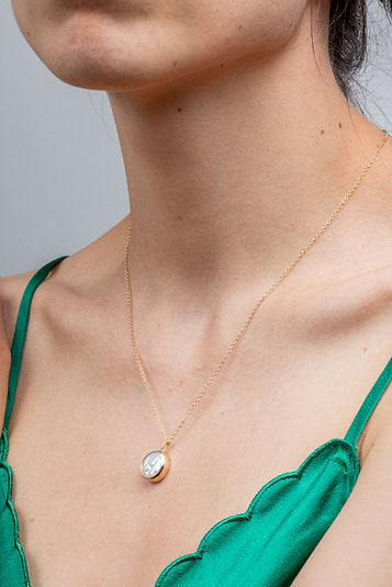 Diamond-Accent 14K Yellow Gold over Sterling Silver Heart Initial Pendant Necklace