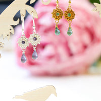 Gold Vermeil Dahlia Drop Briolette Earrings