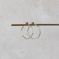 Silver Octagon Hoop Earrings - Everday