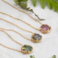 Gold Vermeil Botanical Nest Necklace with Labradorite