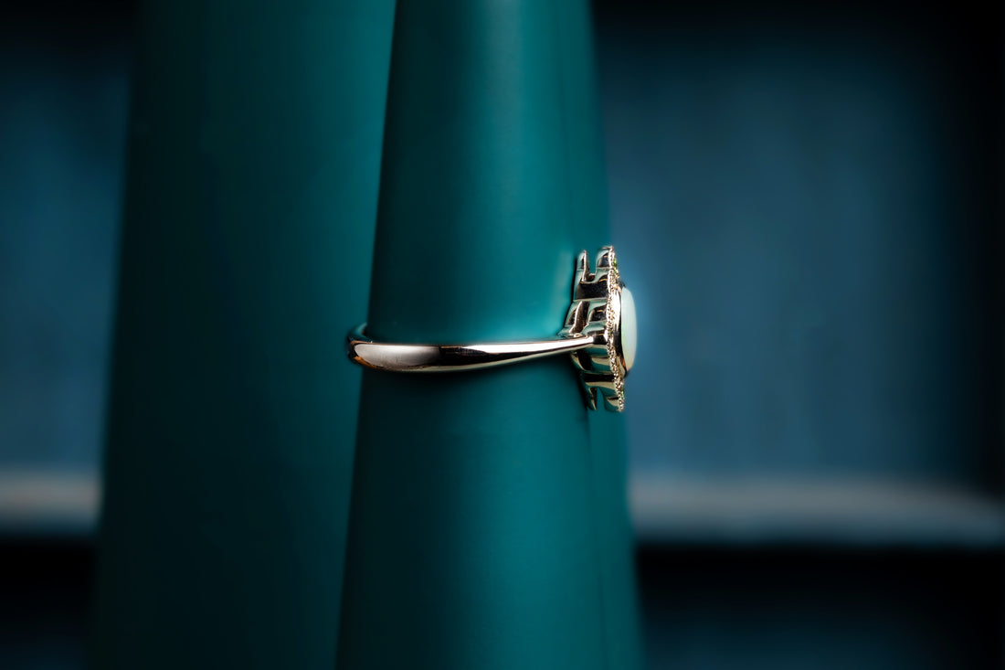 Opal and baby green diamond ring