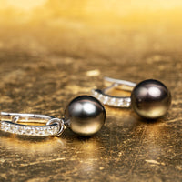 Tahitian Pearl Diamond Huggies