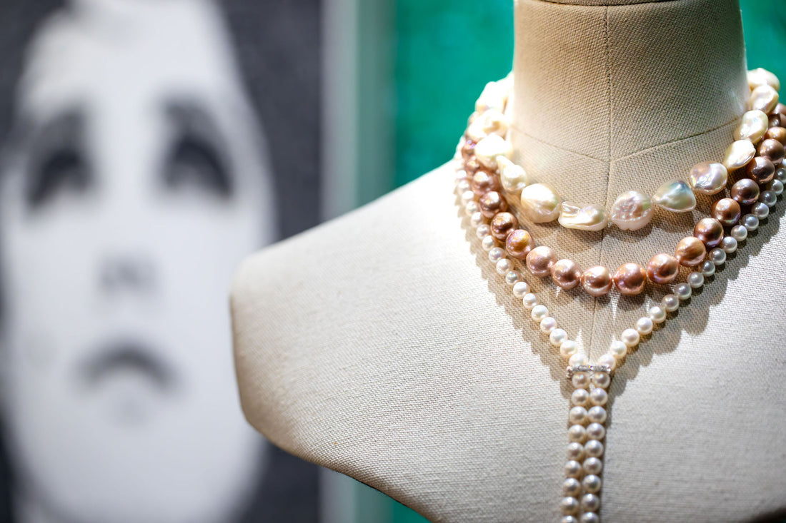 Pearl Lariat with 18ct white gold diamond shortener