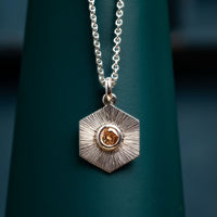 White Gold Hexagonal Sunray Pendant