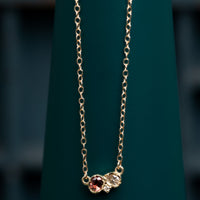 14ct Spinel & Diamond Three Stone Necklace