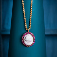 Antique Pink Sapphire Cameo Pendant
