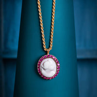 Antique Pink Sapphire Cameo Pendant