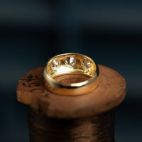 18ct Yellow Gold Chunky Flush Set Three stone Diamond Ring 0.90ct F VS