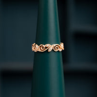 18ct Rose Gold Filligree and Diamond Ring