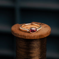 9ct Yellow Gold Pink Tourmaline & Diamond Ring