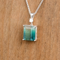 18ct White Gold Bi-Colour Tourmaline Pendant