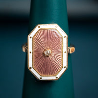 9ct yellow gold Enamel diamond ring