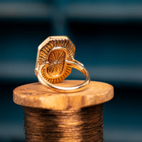 9ct yellow gold Enamel diamond ring
