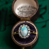 Opal and Diamond Cluster Ring