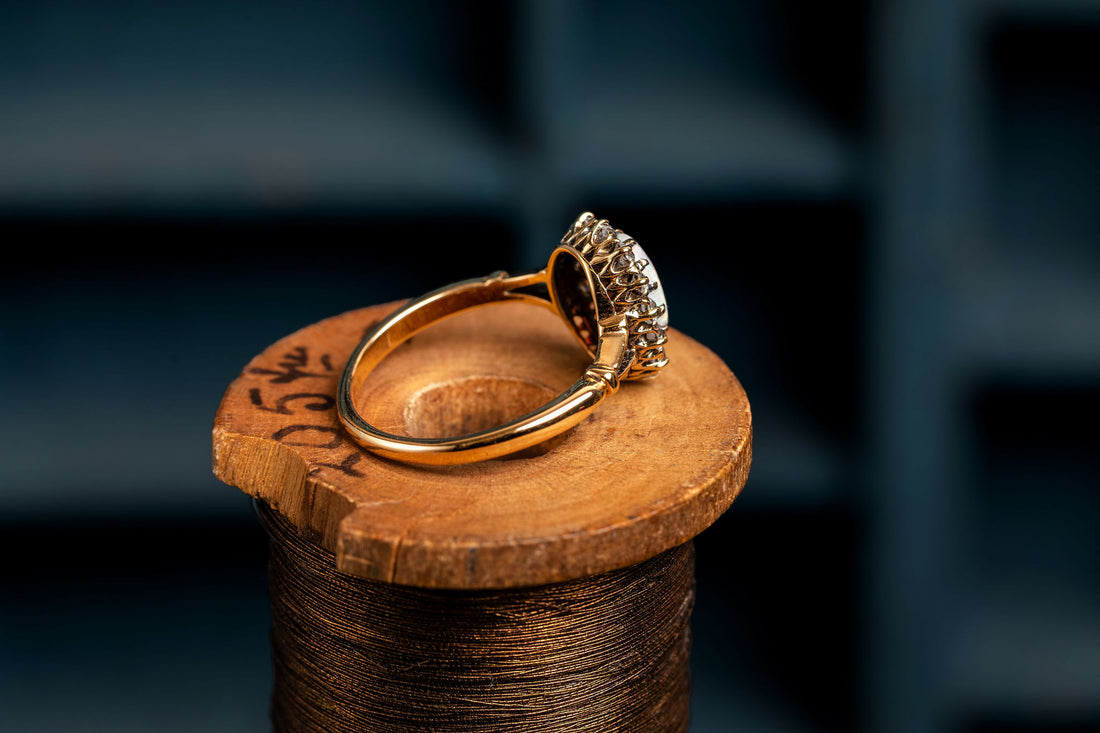 Opal and Diamond Cluster Ring