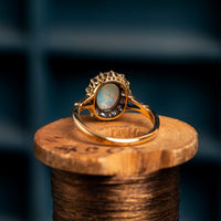 Opal and Diamond Cluster Ring