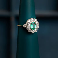 Emerald and Diamond Cluster Ring