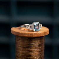 18ct Aquamarine and Diamond Art Deco Style Ring