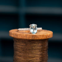 9ct White Gold Aquamarine & Diamond Ring