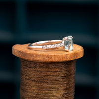 9ct White Gold Aquamarine & Diamond Ring