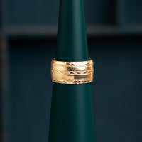 9ct Yellow Gold Engraved Wide Band