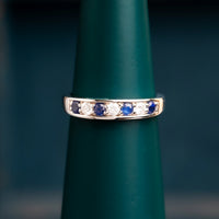 18ct White Gold Diamond and Sapphire Half Eternity Ring
