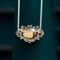 15ct Cabachon Garnet and Diamond Pendant with 18ct White Gold Chain