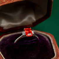 Platinum and 18ct yellow Gold Fire Opal Ring