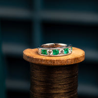 18ct white gold emerald and diamond half eternity