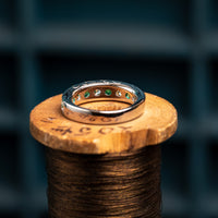 18ct white gold emerald and diamond half eternity