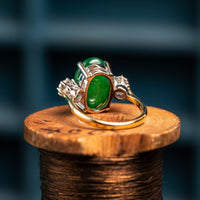 18ct Jade and 0.16ct Diamond Three stone ring
