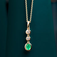 Diamond and Emerald Drop Pendant