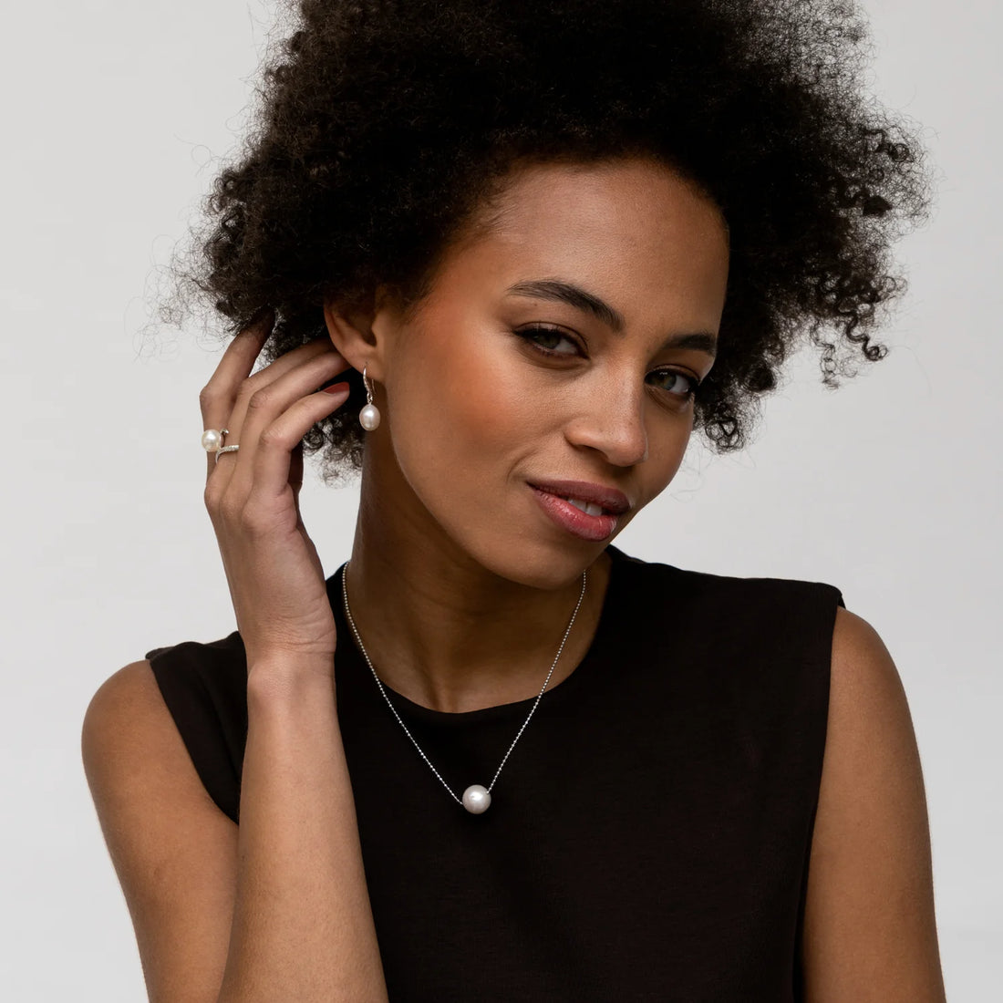 Silver 12mm White Pearl Pendant Necklace