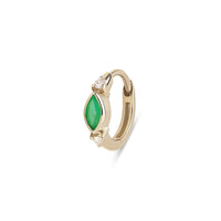 Emerald & Diamond Marquise Huggie Hoop Earring 9ct Gold