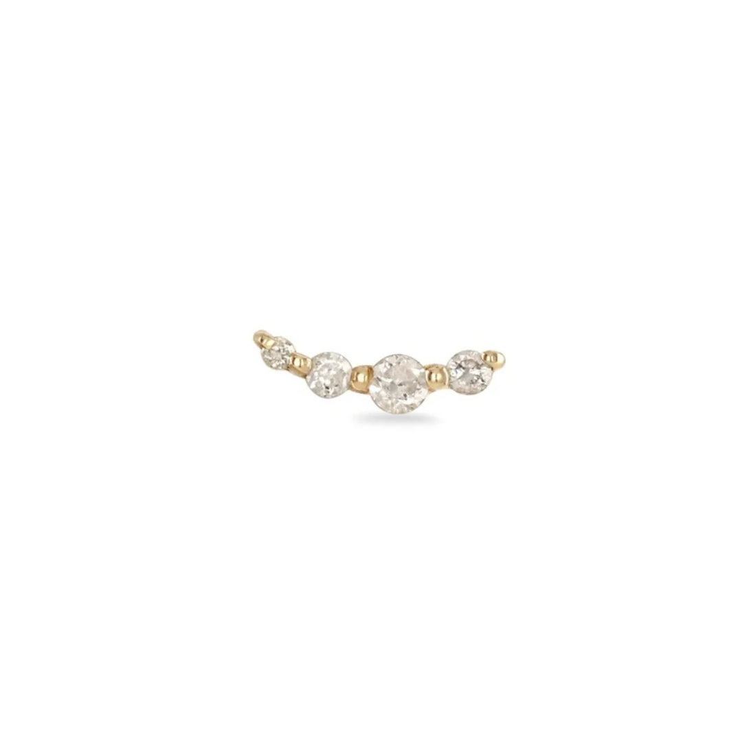 14ct Yellow Gold Graduated Diamond Curve Flat Back Stud Earring