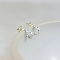 Sterling Silver Lace Hoop Earrings - Huggie