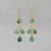 Gold Vermeil Carved Emerald Earrings