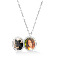 Large Silver White Sapphire Round Lumiere Locket