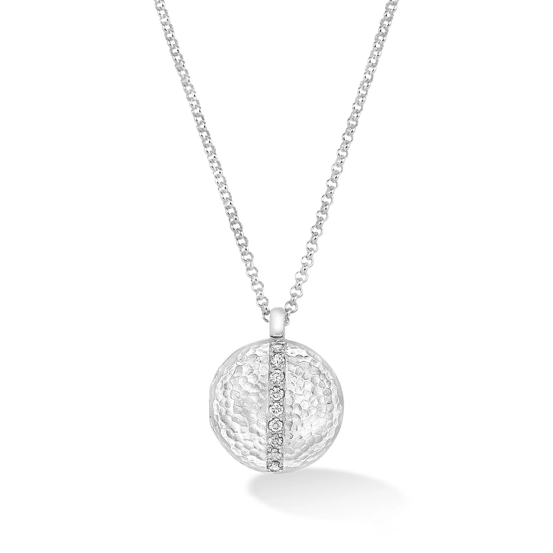 Large Silver White Sapphire Round Lumiere Locket
