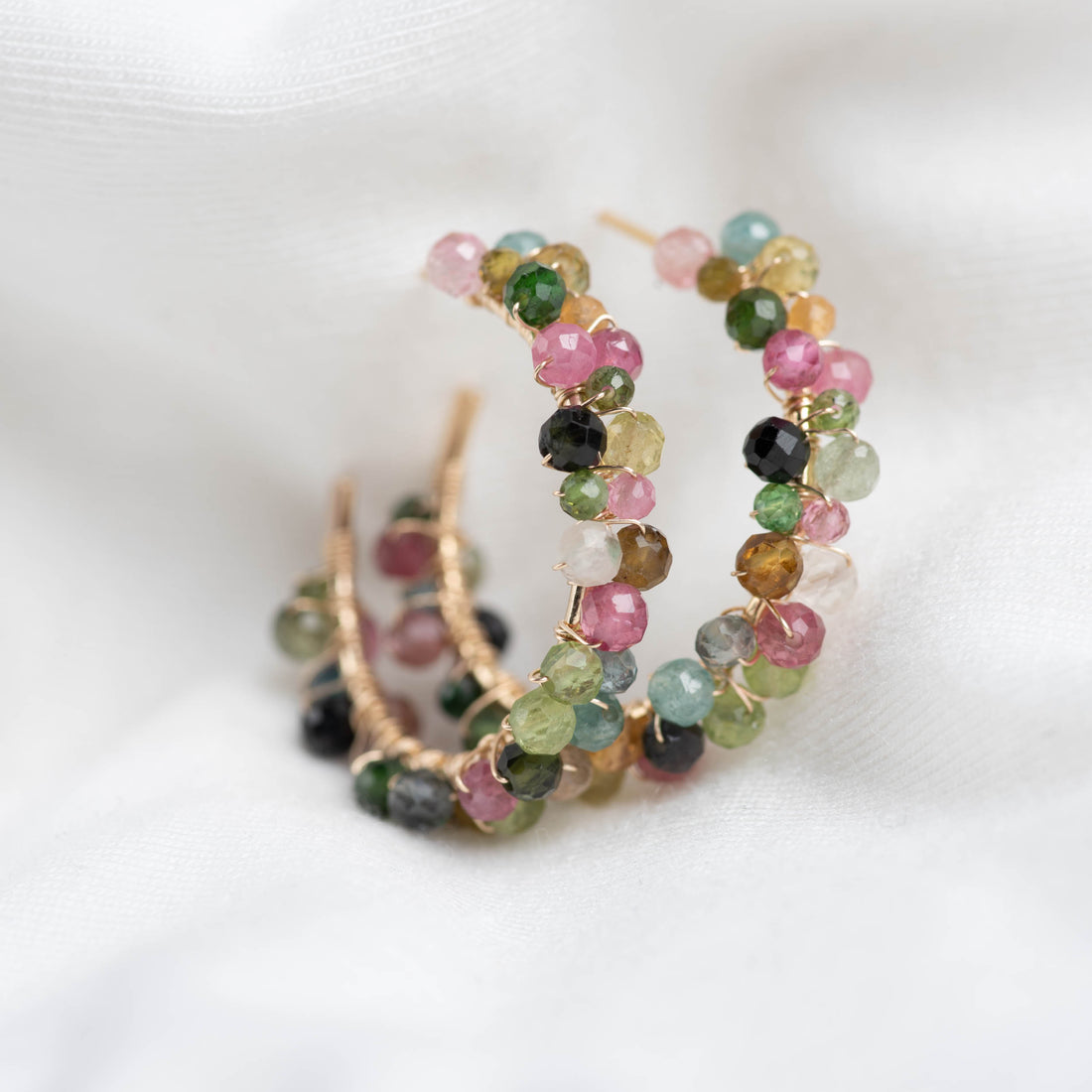 Multicoloured Tourmaline Hoop Earrings