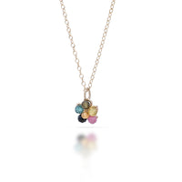 Jardin no. 29- 9ct Dainty Tourmaline Flower Pendant Necklace