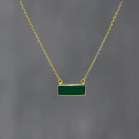 Gold Vermeil Rectangle Green Onyx Necklace