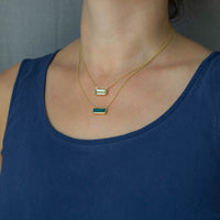 Gold Vermeil Rectangle Green Onyx Necklace